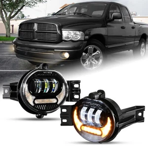 For Dodge Ram 02-08 1500 03-09 2500 3500 Pair LED Fog Lights w/ DRL Turn Signal - Picture 1 of 12