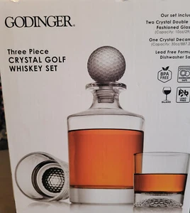 Tolles Godinger dreiteiliges Crystla Golf Whiskey Set Neu im Karton - Bild 1 von 1