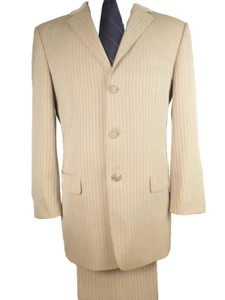 Hugo Boss Suit 38R W29 Beige Stripes Red Label Albo Hago - Picture 1 of 16
