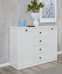 Kommode Landhausstil Sideboard Anrichte Wohnzimmerschrank weiß 120 cm - Bild 1 von 3