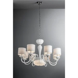 Marino Cristal Zoe sospensione 5 luci E14 + 2 G9 bianca - Foto 1 di 1