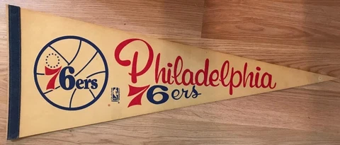 1970's Philadelphia 76ers NBA Wall Pennant/Vintage Dr. J Era/Free Shipping! Cover