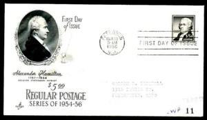 1956 Scott 1053 FDC $5.00 Regular Postage Alexander Hamilton, Art Craft cache - Picture 1 of 2