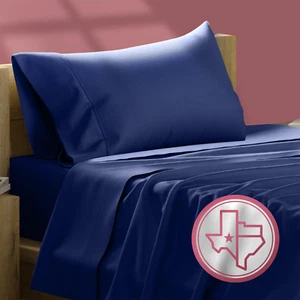 Egyptian Cotton Twin XL Sheet Set - 800 Thread Count 3 Piece Navy Blue Cotton Sh - Picture 1 of 9