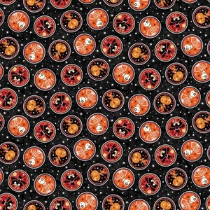Halloween Medallions GLOW in the Dark Cotton Fabric 44" Yard - Picture 1 of 3