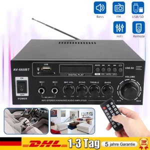 Verstärker Audio Stereo Amplifier HIFI Digital Bluetooth FM USB Vollverstärker - Bild 1 von 19