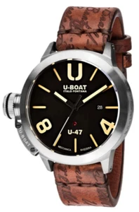 Nuevo reloj para hombres U-Boat CLASSICO U-47 47 MM AS1 esfera negra correa de cuero 8105 - Imagen 1 de 1