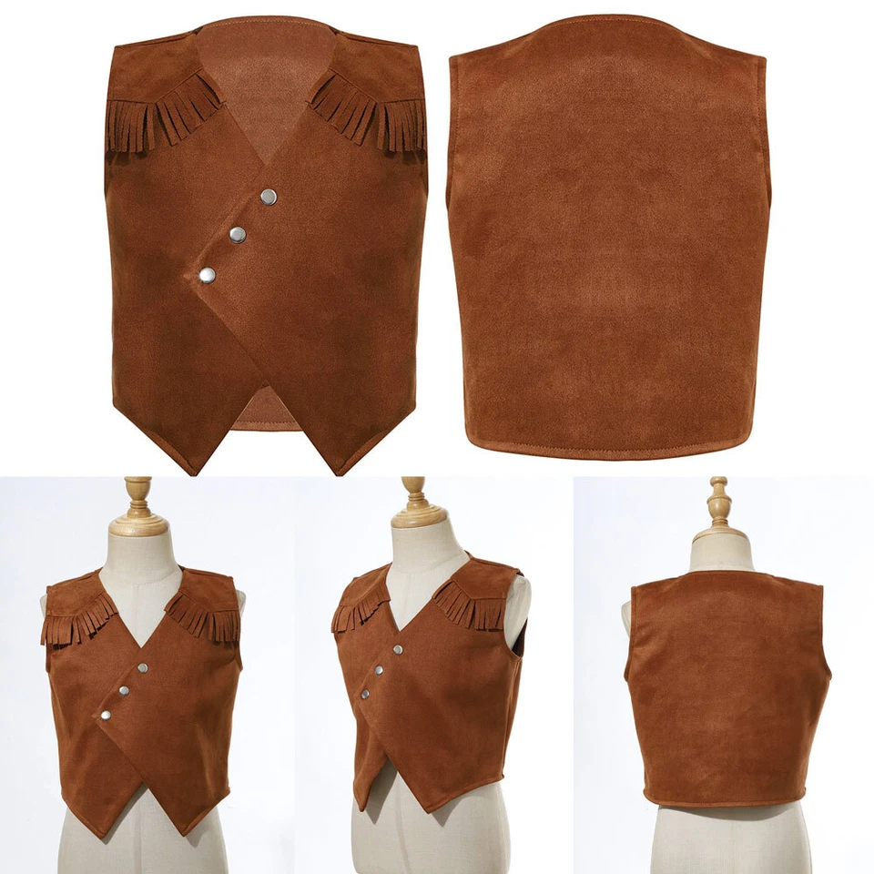 Niño Niño Niño Chaqueta Vaquera Carnaval Halloween Fiesta Medieval Gótico Chaleco Chaleco Foto 1 de 4