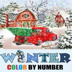Winter Colour By Number Adult Colouring Book Large Print Pictures Scenes Images - Picture 1 of 2