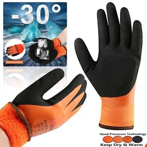 Waterproof Thermal Lined Winter Work Gloves Mens Freezer Warm Safety Gardening