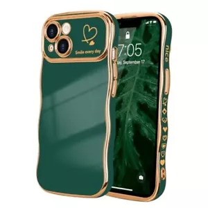 for Case for Women Girls, Cute Wave Frame Curly Shape iPhone 13 Dark Green - Picture 1 of 7