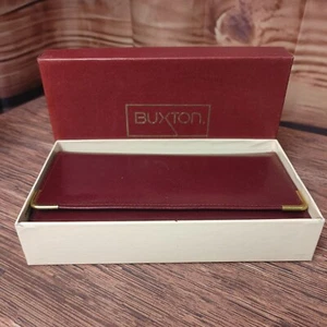 VTG Buxton Burgundy Leather Tri Fold Magic Planner/Calculator Organizer Wallet - Picture 1 of 5