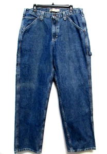 Vintage Lee Latzhose Herren 36x32 Blau Denim Carpenter Jeans Straight Baggy Loose - Bild 1 von 15
