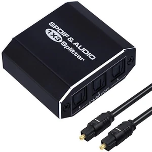 1 in 3 Out Aluminum Alloy Spdif Toslink Optical Digital Audio Splitter 1x3 A - Picture 1 of 11