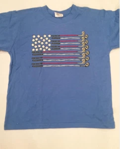 NWOT Tumbleweed Boy sz 6 cotton t shirt/top w/ golf balls/clubs in American flag - Picture 1 of 11