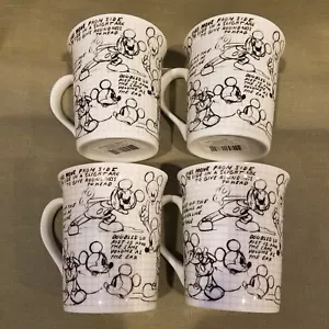 4 Pc. Disney Mickey Mouse Sketchbook Ceramic Mug Coffee Cup White NEW! - Picture 1 of 5