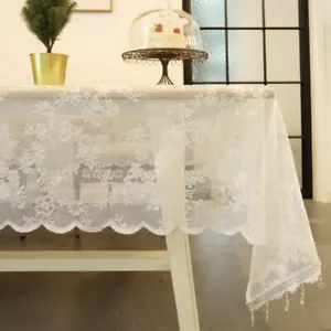 Rectangular White Lace Tablecloth Table Cloth Cover Dining Room Kitchen Home New - Picture 1 of 20