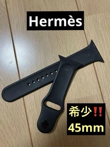Bracelet sport caoutchouc noir Hermès pour Apple Watch 42mm 44mm 45mm 46mm réglable - Photo 1/8