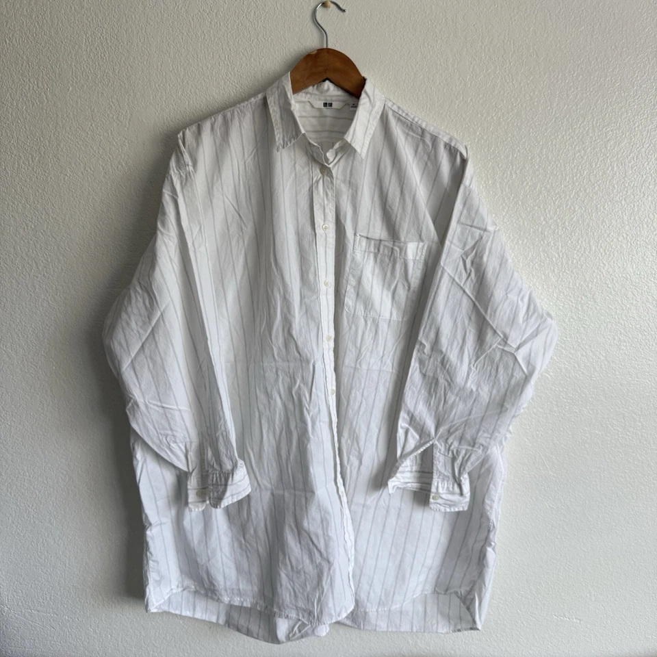 Camisa Uniqlo Para Hombres Mediana Grande Con Botones Ropa de Calle Coreana Preppy Blokecore Foto 1 de 4