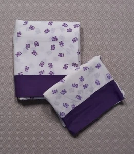 Vintage 1970er St Michael flaches Bettlaken lila Blumen 101" mal 70" + Kissenbezug - Bild 1 von 7