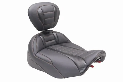 Asiento y respaldo Mustang Extended Orange Stitch Solo para Harley Touring 2023-2025 Foto 1 de 2