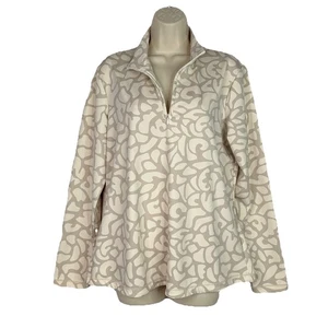 J.McLaughlin XL Beige Tan Abstract Print Half Zip Long Sleeve Stretch Top Resort - Picture 1 of 11