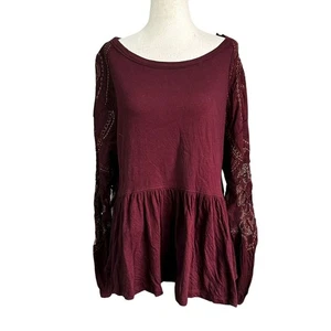 Blusa para mujer Free People granate metálico peplum talla pequeña | 31-34-3 - Imagen 1 de 6