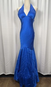 Vintage CACHE Silk Ball Gown Dress Cobalt Blue Women’s Size 6 Y2K 90s - Picture 1 of 12