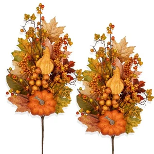 31,5" Künstliche Herbst Blatt Stiele Herbst Blätter Dekor, Herbst Kürbis Dekoration... - Bild 1 von 9