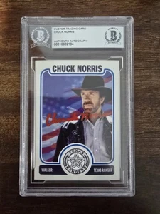 Chuck Norris Signed Walker Texas Ranger Custom Card Auto BGS Graded 1993 - Picture 1 of 2