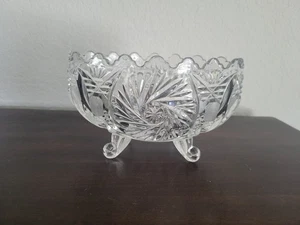 Vintage Oval 4 Zehen LED Kristallglas Bonboniere Sägezahn Rand Stift Rad Design - Bild 1 von 5