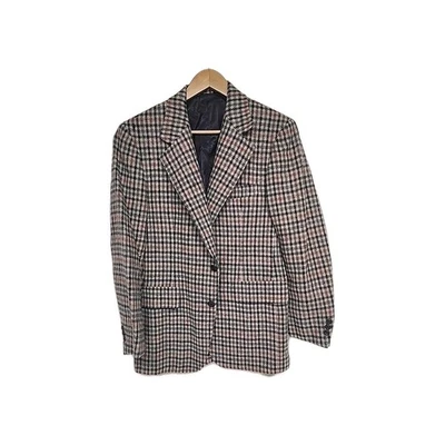 Vntg Lord & Taylor Amalgamated Wool Blazer Men 40R Red Blue Brown Herringbone - Image 1 of 4