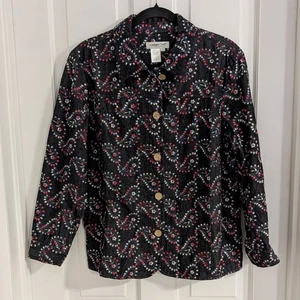 Coldwater Creek Damen Jeansjacke schwarz LARGE Western bestickt Paisley - Bild 1 von 7