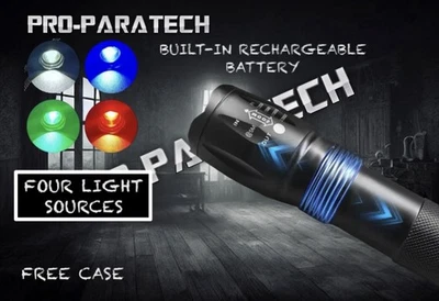 4 Colours Ghost Hunting Paranormal Torch Light Rechargeable LED Flashlight - Image 1 of 4