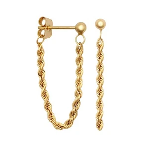 9ct Gold Jewelco London Ball & Rope Chain Drop Earrings, 32mm - Picture 1 of 4
