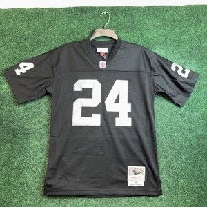 OAKLAND RAIDERS Youth 14/16 L Black Jersey CHARLES WOODSON #24 Mitchell & Ness - Picture 1 of 8