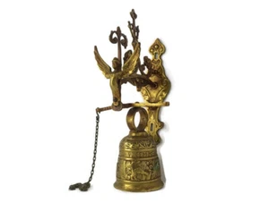 Vintage Wandglocke Messing verziert Deko Mythologie Engel Ovime Tange Mo - Bild 1 von 9