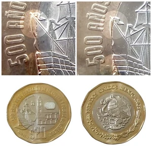 $20 pesos conmemorativa a los 500 años del puerto de Veracruz con variante - Picture 1 of 1