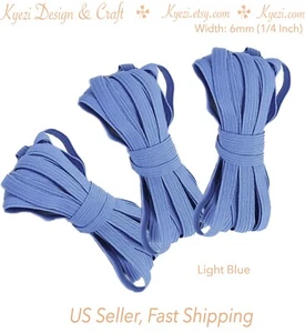 1/4" (6mm) Flat Elastic Band 1 5 10 20 50 100 yards, Thin Colored Elastic, DIY - Picture 1 of 31