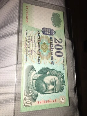 Ver fotos. HUNGRÍA 200 FLORINES SOBRE UNC 1998 SER#FA7999858 Foto 1 de 2