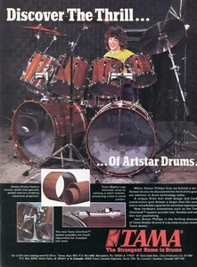 1983 Print Ad of Tama Artstar Drum Kit w Simon Phillips - Picture 1 of 2