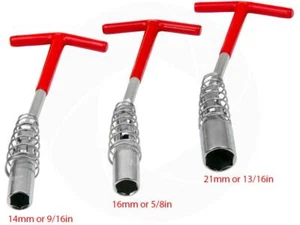 Universal Set of 3 Spark Plug Removal T-Wrench Spanners 14mm 16mm 21mm Sockets - Picture 1 of 4
