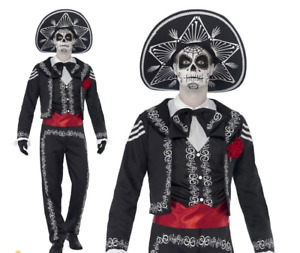 Adult Senor Bones Costume Day of the Dead Mens Fancy Dress Halloween Outfit XL