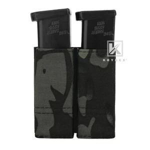 KRYDEX Tactical Double Stack Pistol Mag Pouch Belt MOLLE Compatible Black Camo - Picture 1 of 15