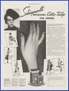 Pubblicità Stampa Vintage 1938 CUTEX Smalto Fashion Designer Elsa Schiaparelli Anni 30 - Foto 1 di 1