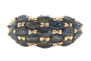 ESTATE 1.00 Ct Natural Blue Sapphire in 14K Solid Yellow Gold Women Ring - Picture 1 of 7