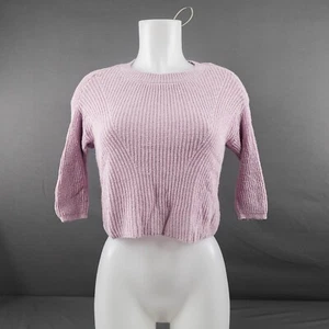 Express Womens Sweater XXS Petite Purple Crop Y2K Open Back Soft Day Casual Cozy - Picture 1 of 12