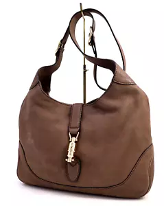 Gucci Jackie-1961 Borsa a tracolla tracolla 2 vie tracolla pelle marrone - Autentica - Foto 1 di 24