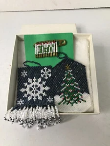 Handmade Glass Beaded Gift/Tree Trim Lot Of 3 Joy Pin - Picture 1 of 4