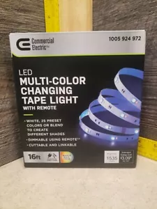 Commercial Electric 16 FT LED Multi Color Changing Tape Light Kit Strip W/Remote - Picture 1 of 4